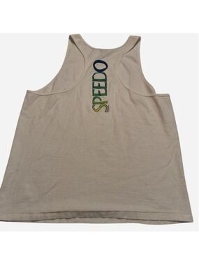 Speedo white cotton tank top vintage 'SPEEDO' logo Large